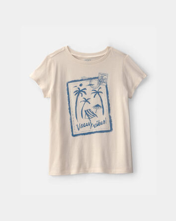 Girls 'Vacay Vibes' Beach Graphic Tee - Ivory, 