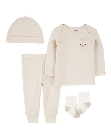 Baby 4-Piece Striped Duck Outfit Set, 
