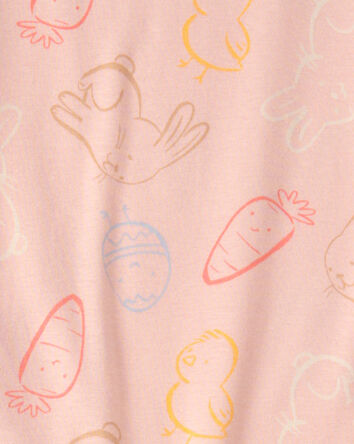 Girls Easter Bunny 100% Cotton Snug Fit 2-Piece Pajama Set - Pink, 