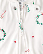Baby Christmas Wreath Print PurelySoft Snug Fit 1-Piece pyjamas - White, image 2 of 6 slides