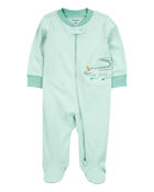 Baby Alligator 2-Way Zip Cotton Sleeper, image 1 of 3 slides