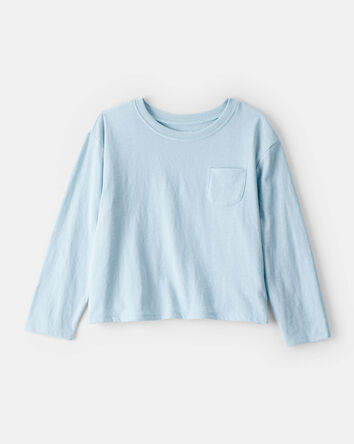 Filles - T-shirt &agrave; poche - Bleu, 