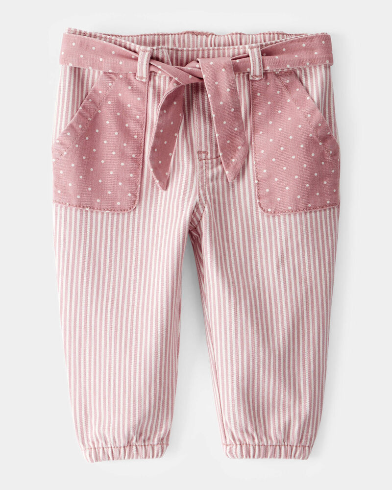 Baby Nostalgic Twill Striped Pants - Pink, image 1 of 4 slides