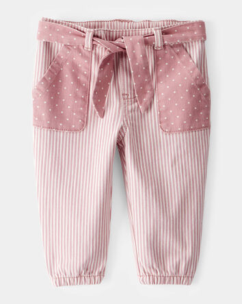 Baby Nostalgic Twill Striped Pants - Pink, 