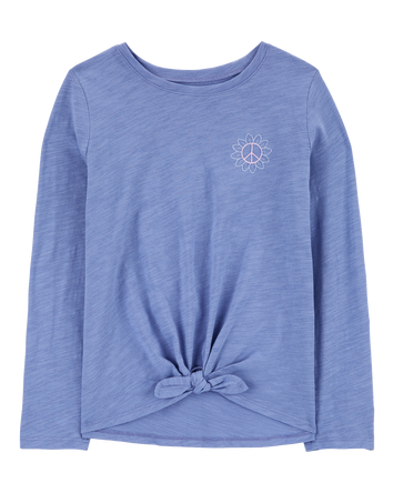 Kid Embroidered Dreamer Tie-Front Top, 