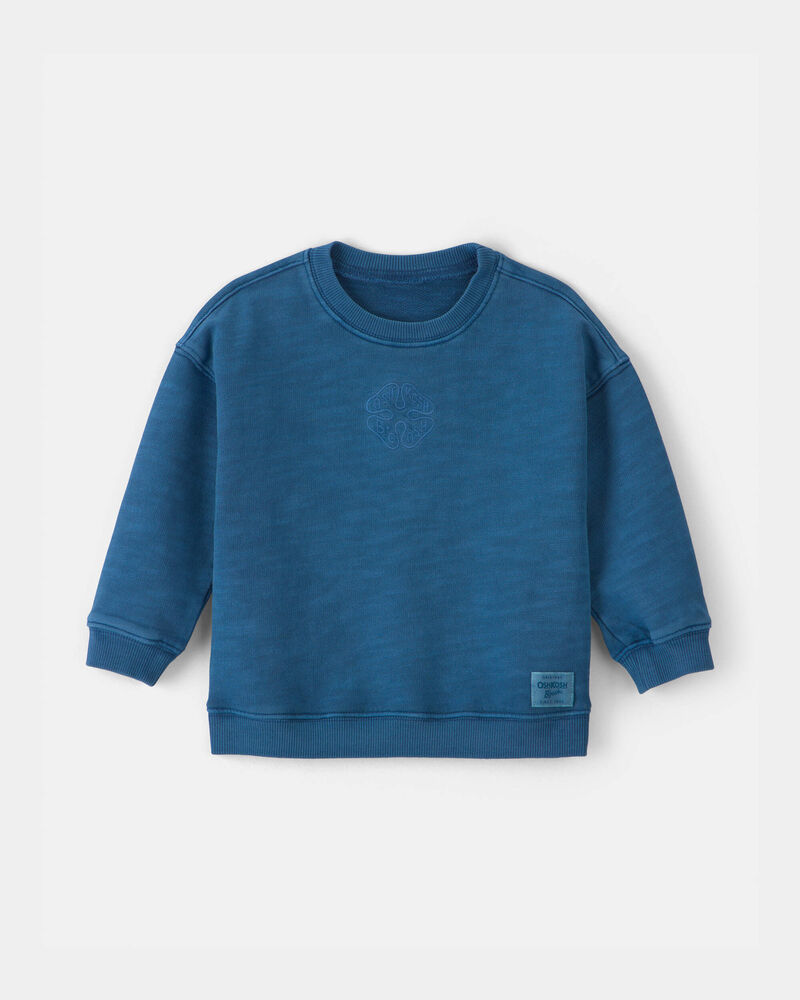 B&eacute;b&eacute; gar&ccedil;on - Chandail en jersey bouclette &agrave; logo OshKosh - Bleu, image 1 sur 2 diapositives