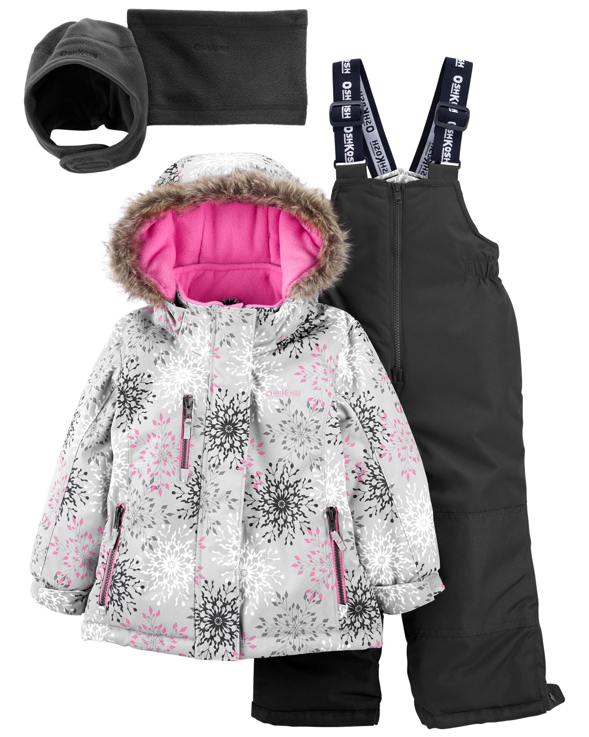 Grey Multi 2 Piece Snowsuit With Bonus Hat Neck Warmer