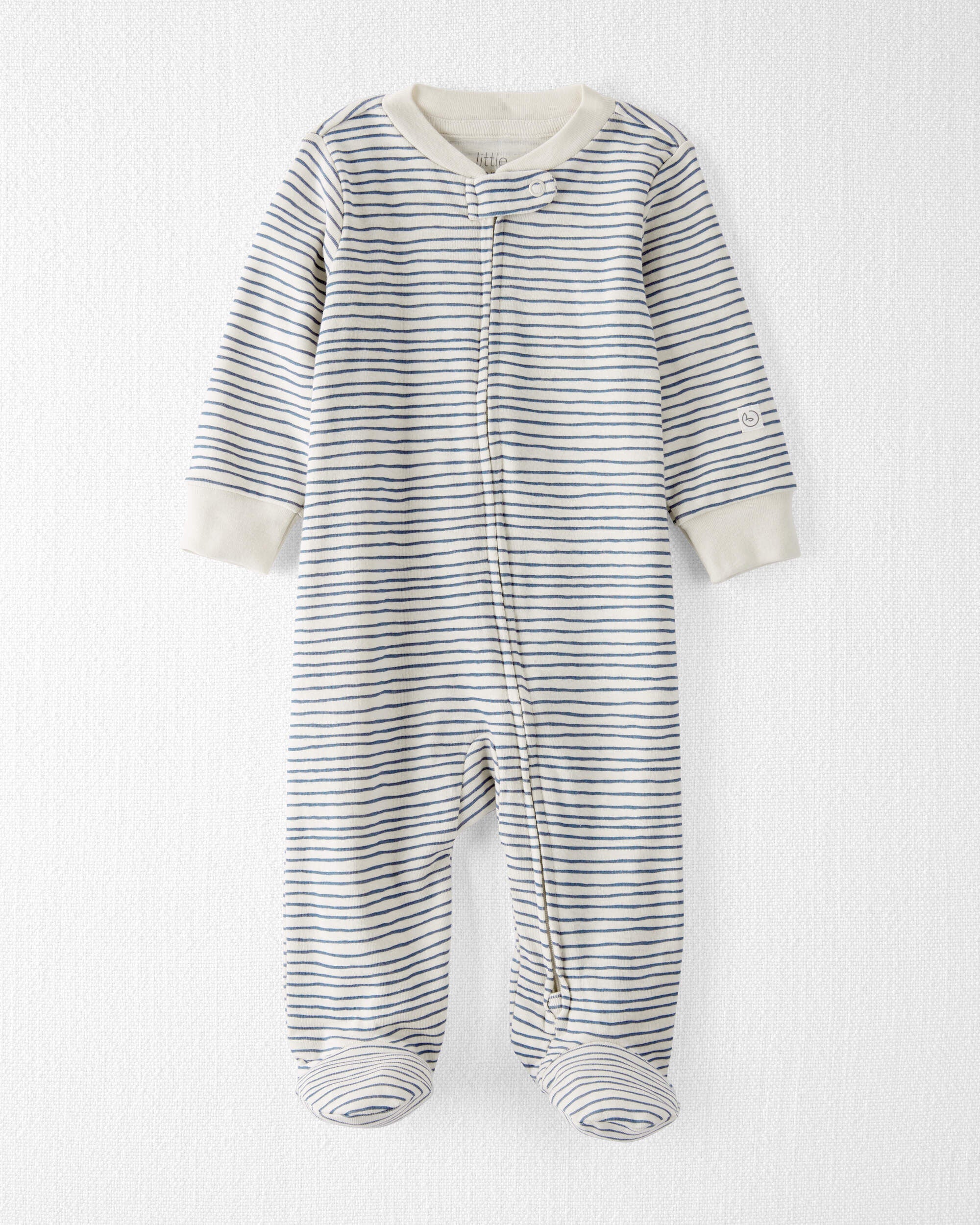 Baby Girls Baby Organic Cotton Sleeper Pyjamas in Stripes NB Little Planet