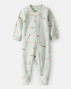 Baby Girl Squirrel Print Loose Fit Long-Sleeve Sleeper - Green, image 1 of 4 slides