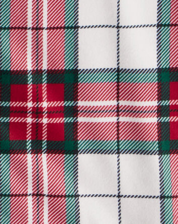 Kid Flannel Plaid Print Long-Sleeve Loose Fit 2-Piece Pajamas - Red/Green, 