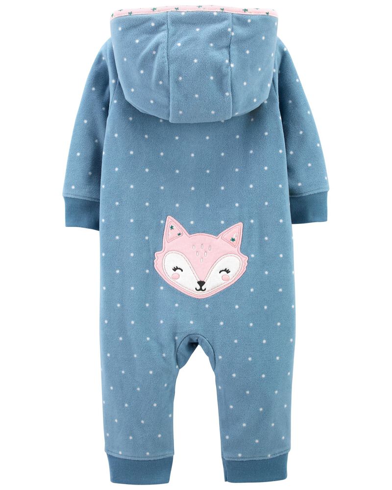 Fox Zip-Up Fleece Jumpsuit, image 2 of 3 slides