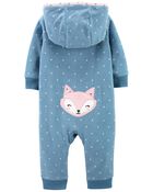 Fox Zip-Up Fleece Jumpsuit, image 2 of 3 slides