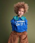 Tout-petit - Chandail ouat&eacute; double &eacute;paisseur &laquo;I Wanna Do It!&raquo; &ndash; Bleu royal, image 1 sur 6 diapositives