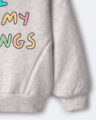 Toddler Girl 'In My Feelings' Wide-Arm Sweatshirt - Heathered Grey, image 6 of 6 slides