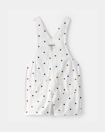 Toddler Girl Polka Dot Shortalls - White/Blue, 
