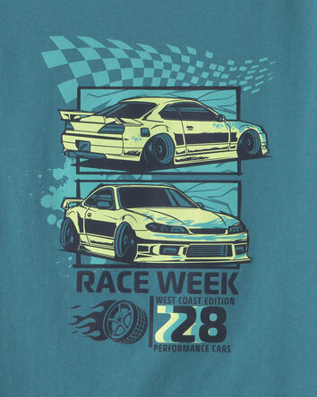 Gar&ccedil;ons - T-shirt &agrave; imprim&eacute; de voiture de course - Bleu, 
