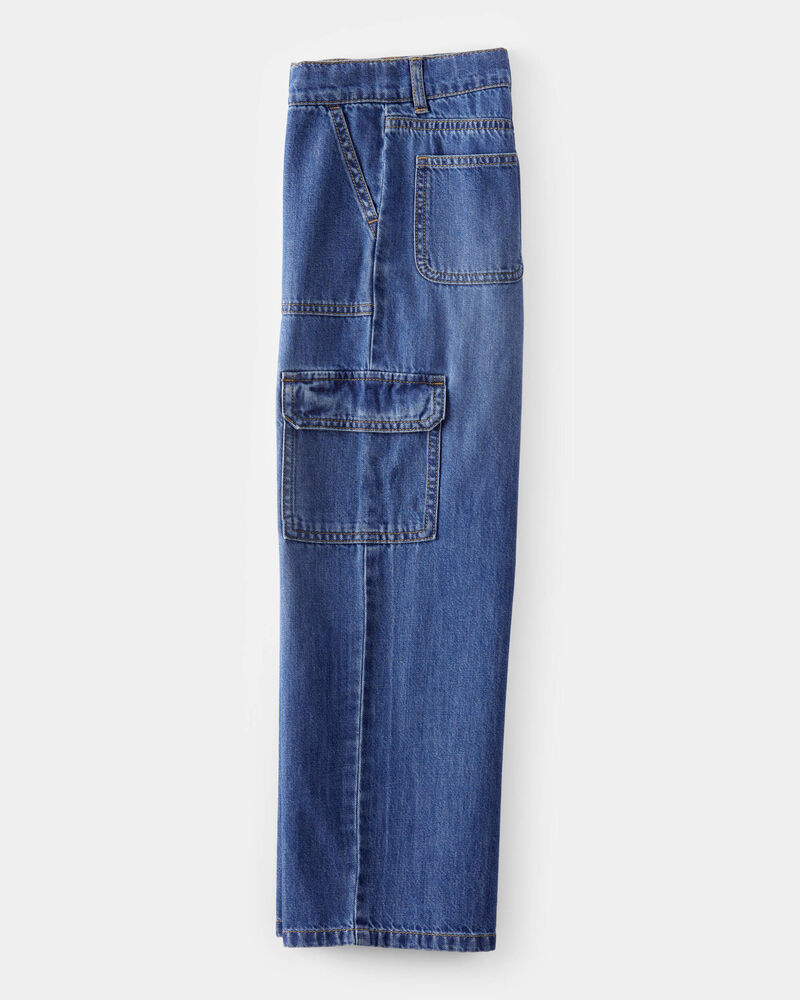 Kid Cargo Denim Jeans - Blue Wash, image 3 of 5 slides