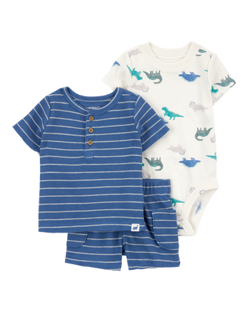 Baby 3-Piece Dinosaur Outfit Set - Blue, 