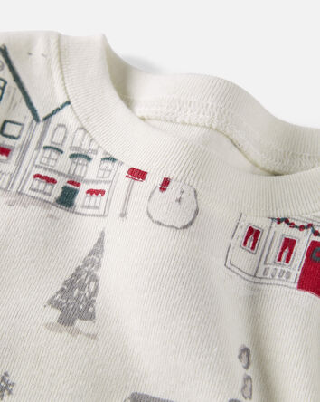 Toddler Organic Cotton Pyjamas Set in Winter Village, 