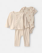 Baby Boy 3-Piece Bear Layering Set - Ivory, image 1 of 5 slides