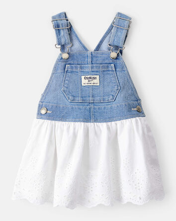 B&eacute;b&eacute; fille - Robe chasuble en denim ajour&eacute;, 