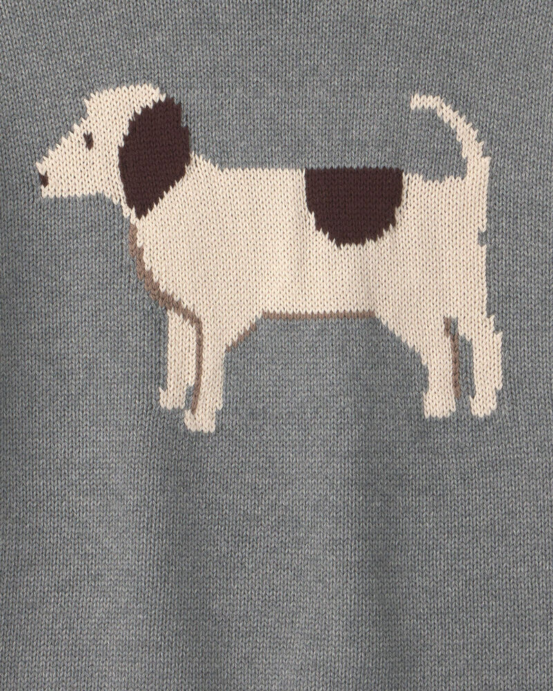 Jeune - Chandail en tricot de coton biologique &agrave; motif chien, image 4 sur 4 diapositives