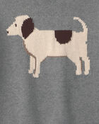 Jeune - Chandail en tricot de coton biologique &agrave; motif chien, image 4 sur 4 diapositives