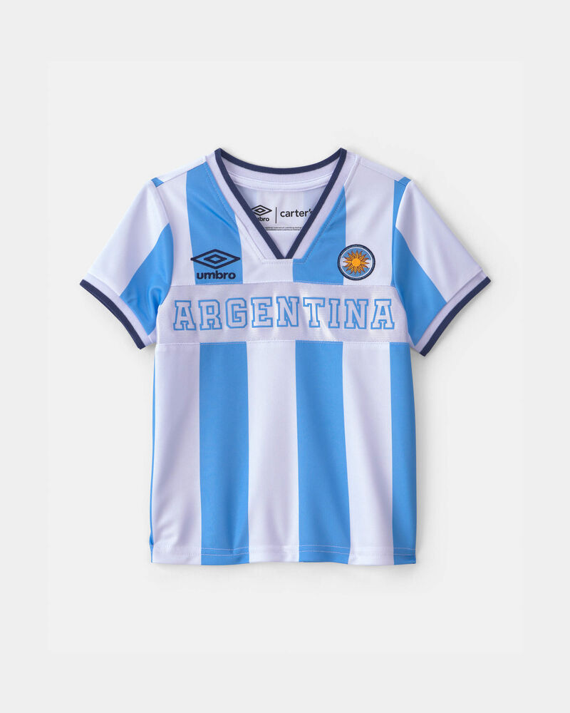 Ensemble 2 pi&egrave;ces chandail de soccer et jupe-short Umbro de l&rsquo;Argentine pour toute-petite - Bleu clair/Blanc, image 2 sur 9 diapositives