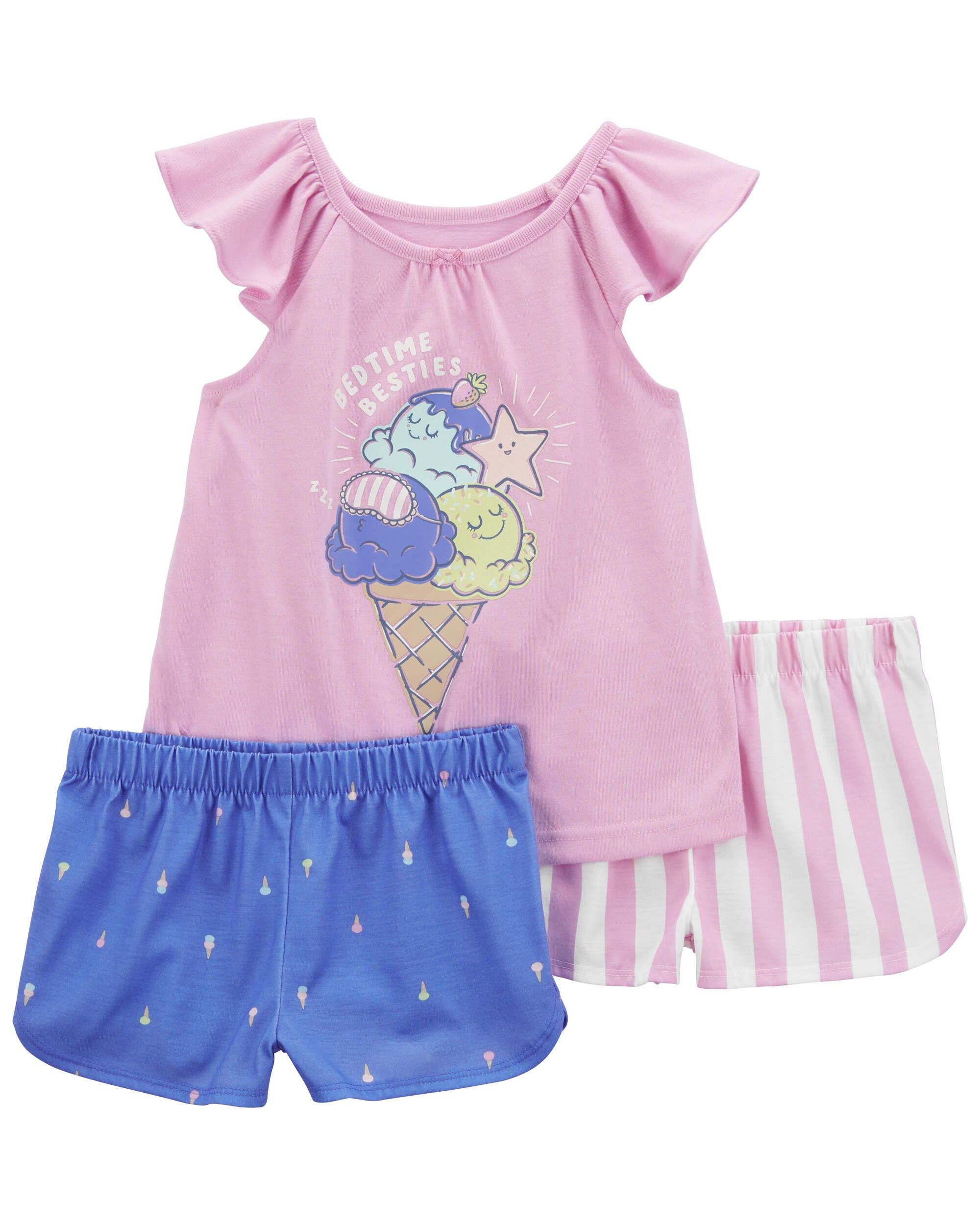 Purple Blue Toddler 3 Piece Ice Cream Loose Fit Pyjama Set Carter s Oshkosh Canada