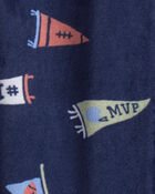 Toddler Boy 1-Piece 'MVP' Fleece Footie Pyjama - Navy, image 2 of 3 slides