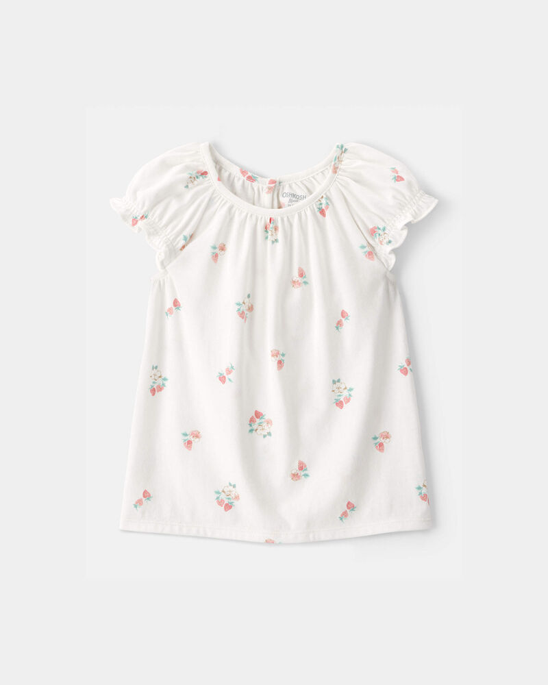 Toddler Girl Strawberry Top - White, image 1 of 3 slides