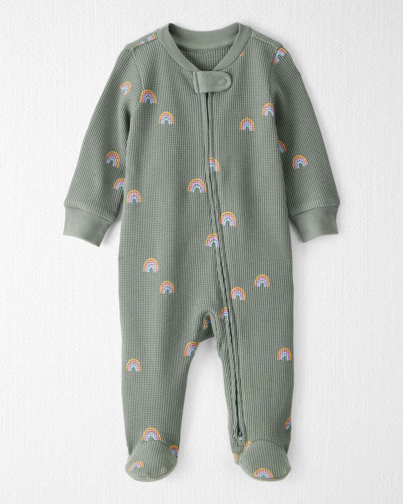 Baby Waffle Knit Sleep & Play Pyjamas in Magical Rainbow Print Made with Organic Cotton, image 1 of 4 slides