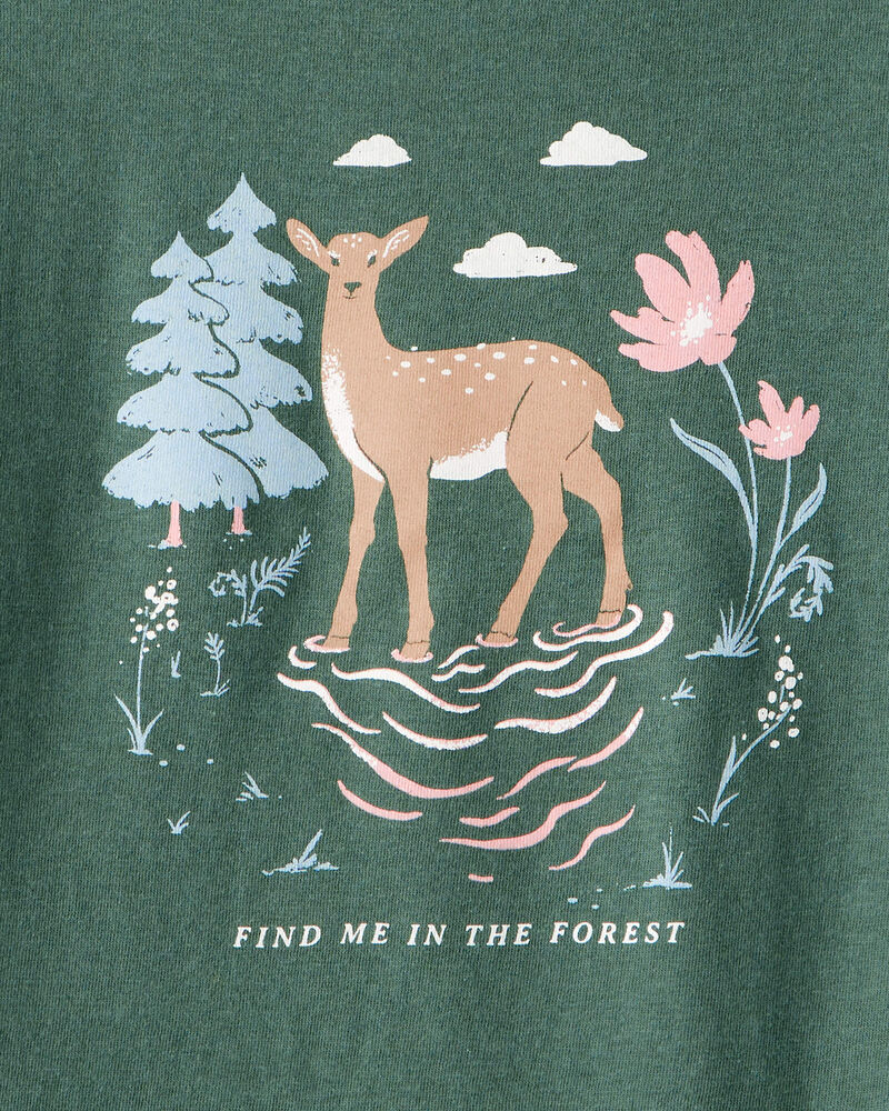 Girls Deer Long-Sleeve Graphic Tee - Green, image 2 of 3 slides