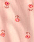 Baby Girl Floral 2-Way Zip Sleeper - Orange, image 3 of 4 slides