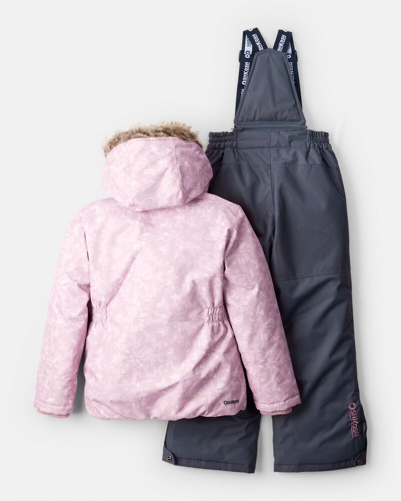 Girls 2-Piece Print Taslan Snowsuit - Rosewood, image 2 of 7 slides