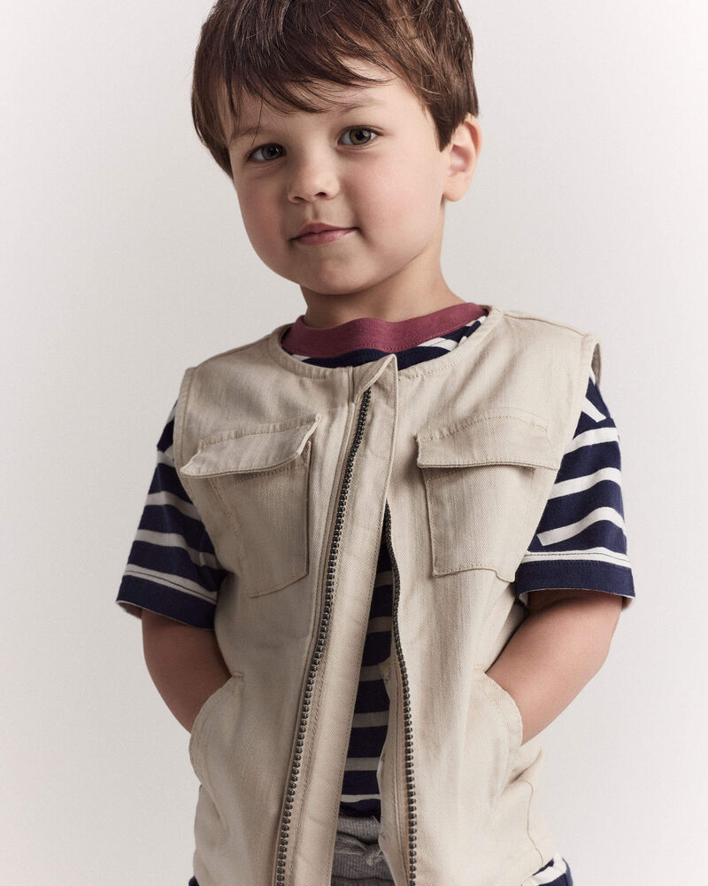 Toddler Zip-Up Vest - Khaki, image 4 of 6 slides
