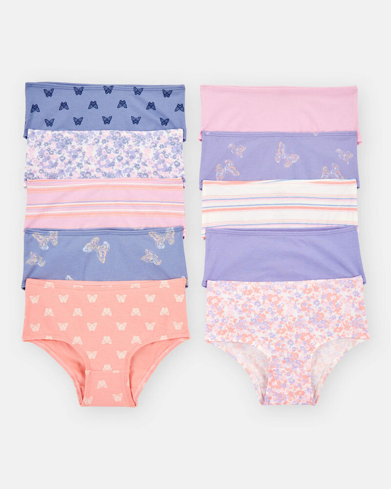 Tout-petit fille - Emballage de 10 sous-vêtements extensibles en coton à papillons, image 3 sur 4 diapositives