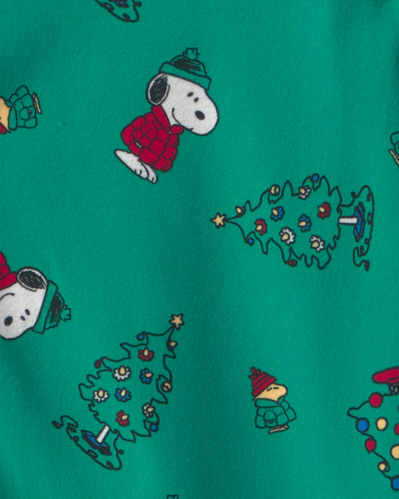 Kids 2-Piece Snoopy Christmas Fleece Loose Fit Pyjama Set - Green, image 3 of 4 slides