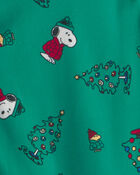Kids 2-Piece Snoopy Christmas Fleece Loose Fit Pyjama Set - Green, image 3 of 4 slides