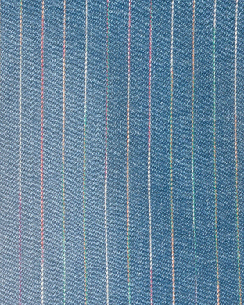 Girls Rainbow Stripe Denim Wrap Skort - Medium Wash, image 4 of 5 slides