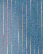 Girls Rainbow Stripe Denim Wrap Skort - Medium Wash, image 4 of 5 slides