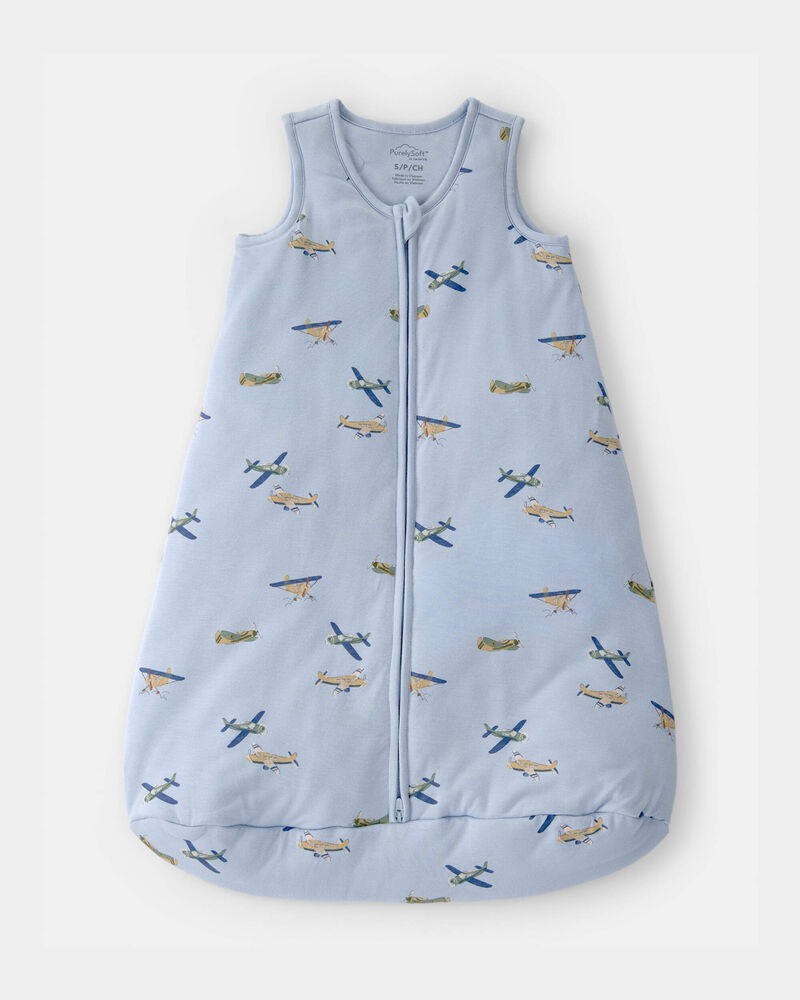 Baby Boy Plane 2-Way Zip Wearable Blanket - Blue, image 1 of 5 slides