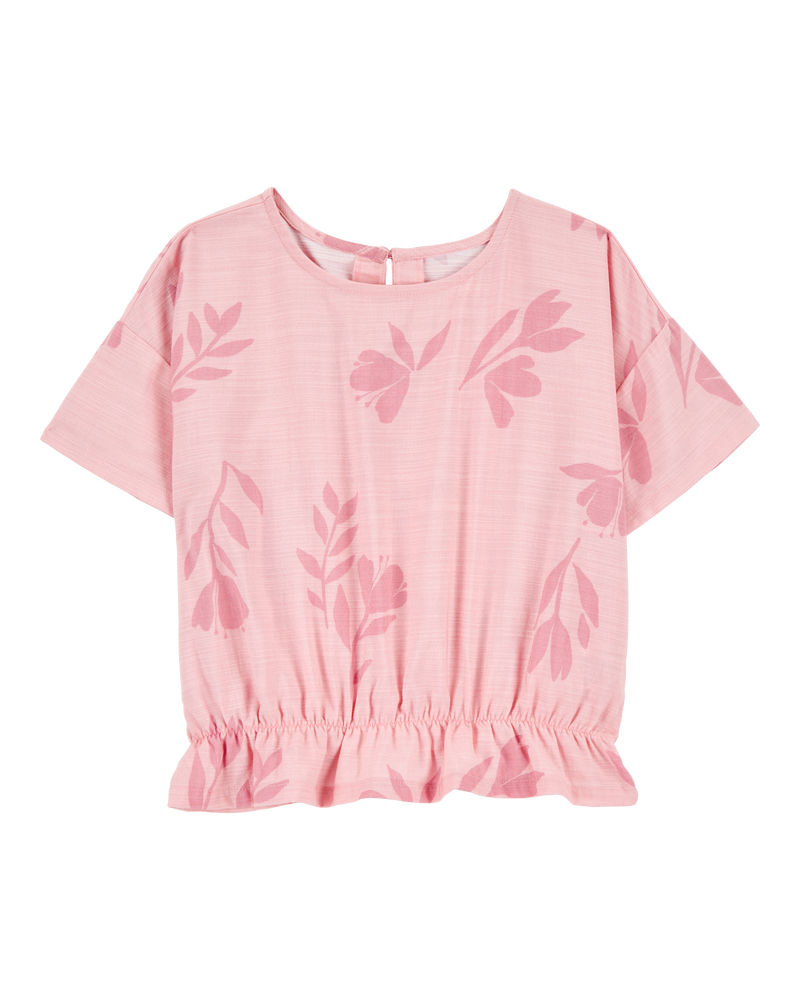 Kid Floral Cinched Top - Pink, image 1 of 3 slides