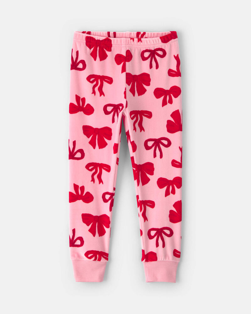 Toddler Girl 2-Piece Bows DreamPlush Snug Fit Pyjama Set - Pink, image 3 of 7 slides