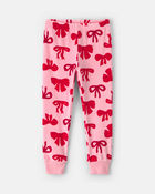 Toddler Girl 2-Piece Bows DreamPlush Snug Fit Pyjama Set - Pink, image 3 of 7 slides