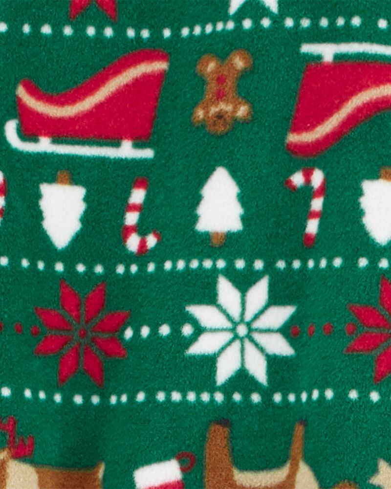 1-Piece Fair Isle Fleece Footie Pyjamas, image 2 of 3 slides