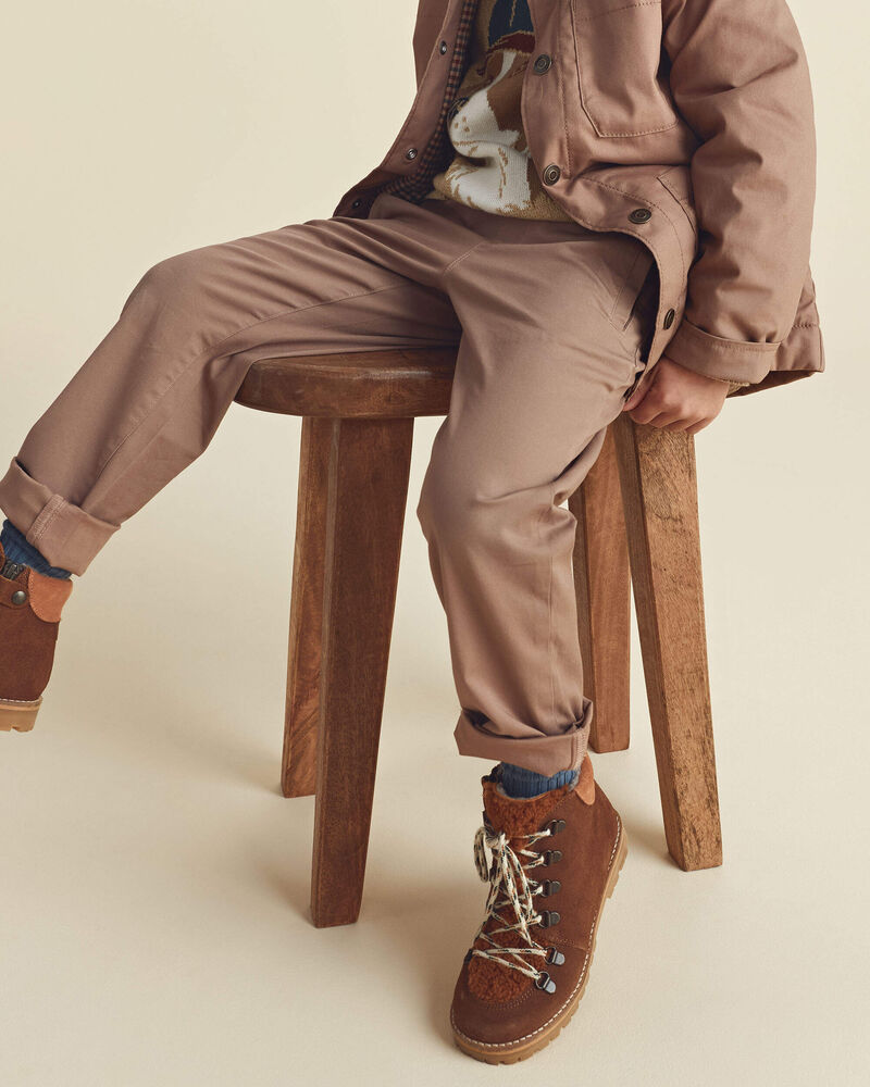 Boys Twill Pull-On Pants - Brown, image 4 of 7 slides