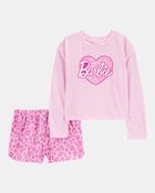 Kid Barbie Loose-Fit 2-Piece Pyjamas - Pink, image 1 of 3 slides