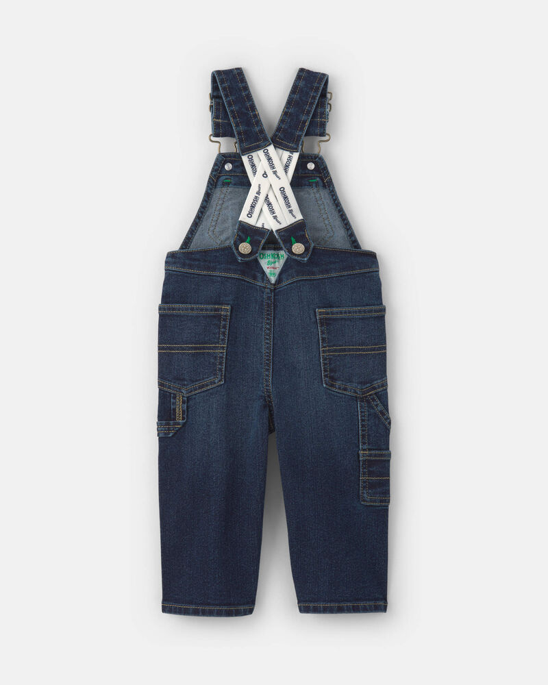 Baby Elastic Strap Denim Overalls - Dark Wash, image 2 of 4 slides