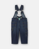 Baby Elastic Strap Denim Overalls - Dark Wash, image 2 of 4 slides